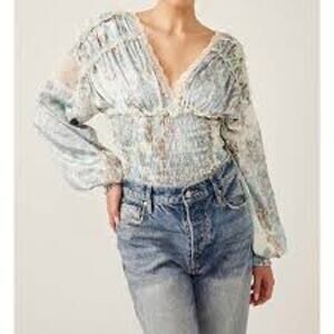 Free People Worth the Wait Long Sleeve Bodysuit  Large NWT (B110134)